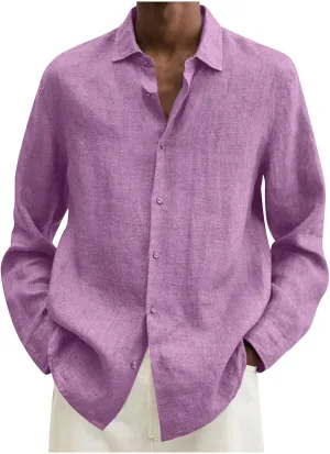 Ymosrh Men's Shirts Casual Button Down Shirt Long Sleeve Solid Color Business Dress Shirts, L-5XL