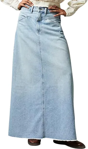 YUTANRAL Long Denim Skirt for Women Trendy Casual A-Line Maxi Skirt High Waisted Jean Skirt with Pockets